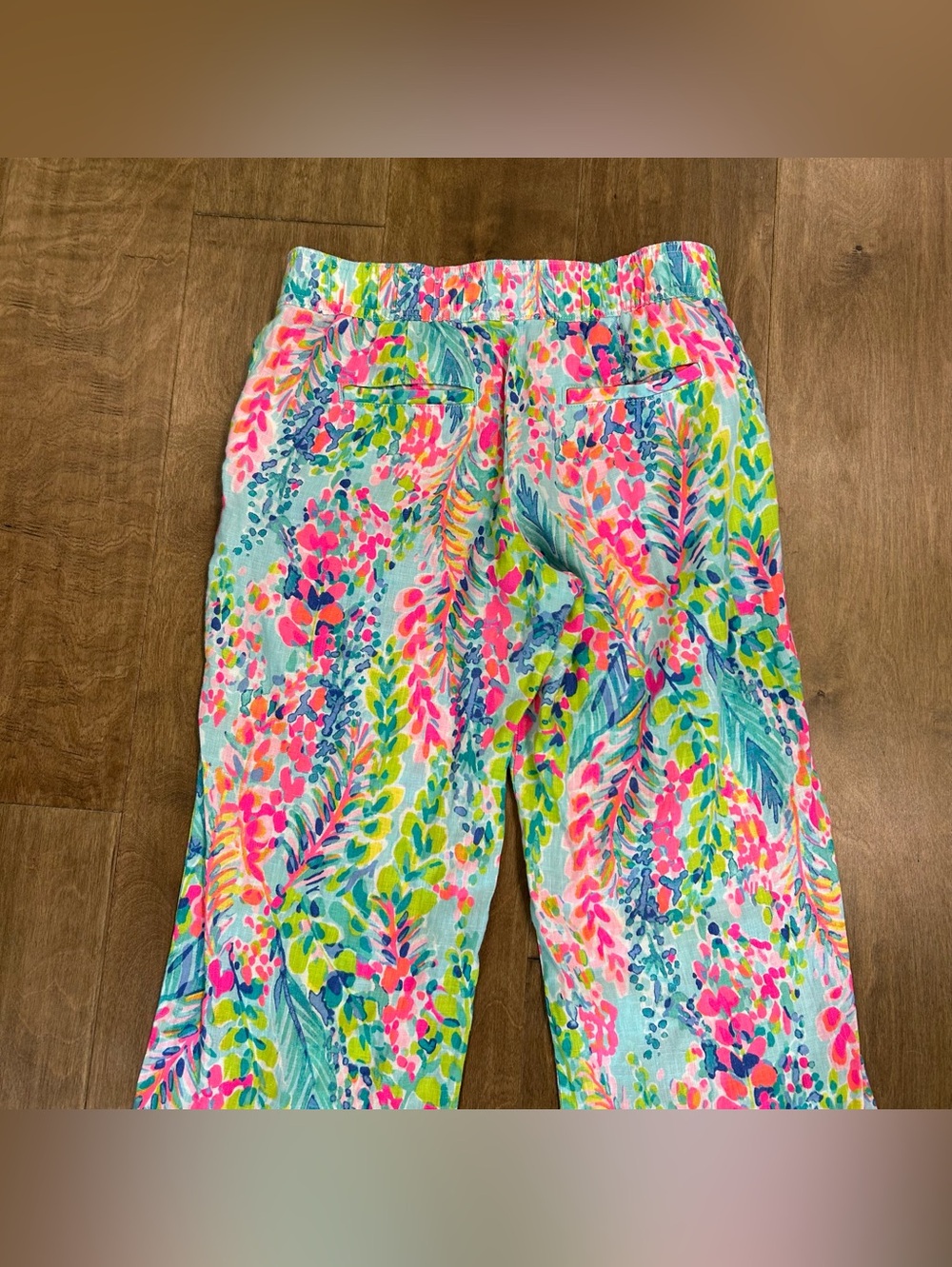 Lilly Pulitzer florita ‘ catch the wave ‘ bright linen pants small holy grail - Picture 4 of 10